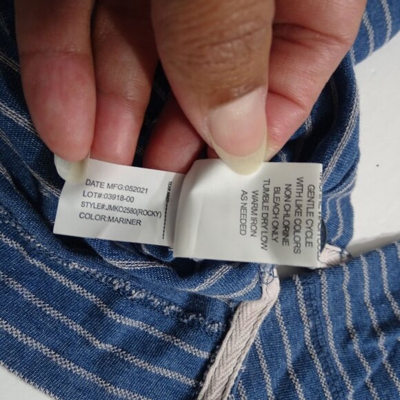 Johnnie-O Hangin Out Blue Striped Long Sleeve Henley Shirt Men Size XL Cotton - Picture 8 of 13